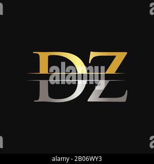 Vettore Di Disegno Iniziale Con Logo Dz Letter Con Colore Oro E Argento. Logo DZ Illustrazione Vettoriale