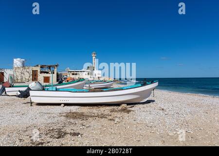 Villaggio di pescatori di pinne, Oman Foto Stock