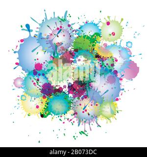 Multicolori vernice acquerello splatters vettore astratto sfondo. Colorful astratto macchia illustrazione Illustrazione Vettoriale