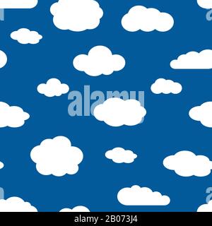 Cielo blu e nuvole bianche modello senza cuciture. Sfondo di tempo nuvoloso. Illustrazione del vettore Illustrazione Vettoriale