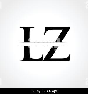 Modello vettore di disegno con logo lettera LZ iniziale. Astratto nero lettera LZ logo Design Illustrazione Vettoriale