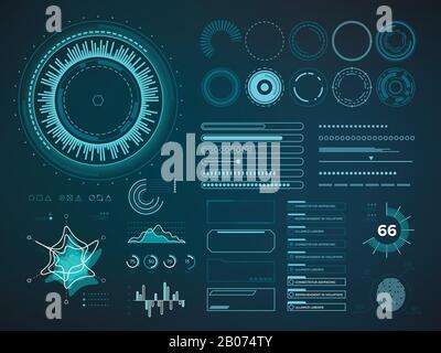 Interfaccia utente futuristica HUD. Elementi vettoriali infografici. Illustrazione del pannello del cruscotto digitale Illustrazione Vettoriale