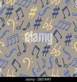 Schema note musicali. Icone note musicali disegno di pattern senza giunture,  sfondo del suono retrò, illustrazione vettoriale Immagine e Vettoriale -  Alamy