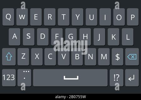 Tastiera dello smartphone, telefono cellulare tastiera vettore mockup. Tastiera per dispositivo mobile illustrazione Illustrazione Vettoriale