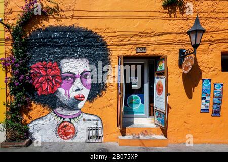 Cartagena, Colombia - 23 Gennaio 2020: Street Art A Getsemani Da Cartagena, Colombia, Sud America Foto Stock