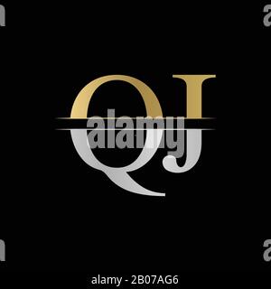 Lettera Iniziale Del Monogramma Modello Vettoriale Del Logo Qj. Logo Silver e Gold lettera QJ Illustrazione Vettoriale