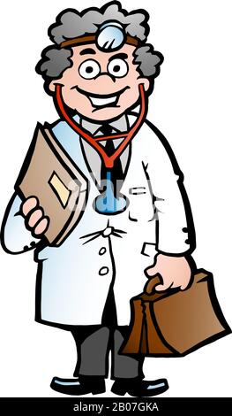 Illustrazione di un professore Intelligente o di un dottore di Cartoon vettore Illustrazione Vettoriale