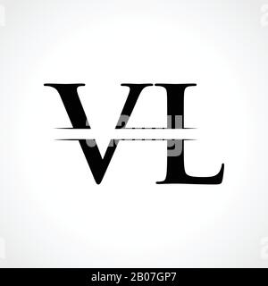 Modello Vettore Logo Creative Letter Vl Con Colore Nero. Logo VL Illustrazione Vettoriale
