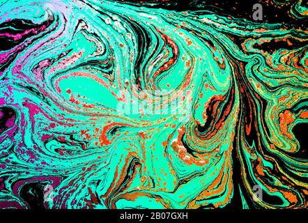 Vernice acrilica. Arte astratta sfondo, pittura acrilica fluida su tela. Foto Stock