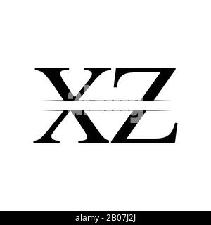 Creative Letter Xz Logo Vector Con Colori Neri. Disegno Astratto Del Logo Xz Della Lettera Collegata Illustrazione Vettoriale