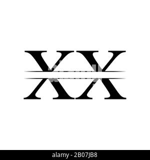 Creative Letter Xx Logo Vector Con Colori Neri. Estratto Lettera Collegata Xx Logo Design Illustrazione Vettoriale