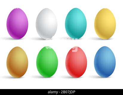 Set di realistiche uova di pasqua multicolore Illustrazione Vettoriale