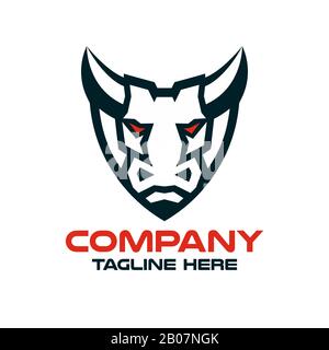 toro moderno in un logo Shield.illustrazione vettoriale. Illustrazione Vettoriale