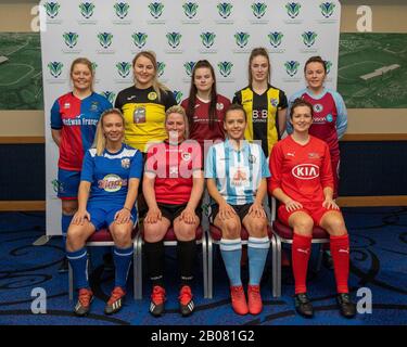 Glasgow, Regno Unito. 19th Feb 2020. Rappresentanti delle squadre coinvolte nella stagione inaugurale del campionato scozzese di calcio femminile, si sono riuniti durante l'evento di lancio stagionale del campionato scozzese femminile presso lo Stadio Nazionale, Hampden Park, Glasgow, Mercoledì 19th Febbraio 2020 | Credit Colin Poultney/Alamy Live News Foto Stock