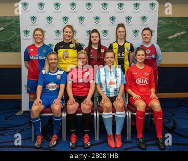 Glasgow, Regno Unito. 19th Feb 2020. Rappresentanti delle squadre coinvolte nella stagione inaugurale del campionato scozzese di calcio femminile, si sono riuniti durante l'evento di lancio stagionale del campionato scozzese femminile presso lo Stadio Nazionale, Hampden Park, Glasgow, Mercoledì 19th Febbraio 2020 | Credit Colin Poultney/Alamy Live News Foto Stock