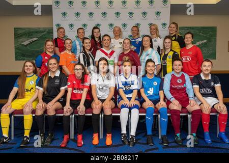 Glasgow, Regno Unito. 19th Feb 2020. Rappresentanti delle squadre coinvolte nella stagione inaugurale del campionato scozzese di calcio femminile, si sono riuniti durante l'evento di lancio stagionale del campionato scozzese femminile presso lo Stadio Nazionale, Hampden Park, Glasgow, Mercoledì 19th Febbraio 2020 | Credit Colin Poultney/Alamy Live News Foto Stock