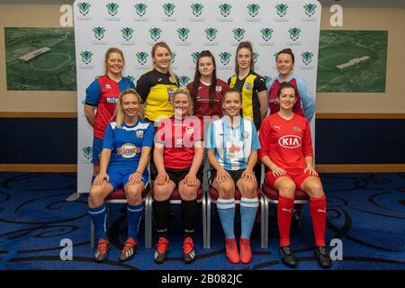 Glasgow, Regno Unito. 19th Feb 2020. Rappresentanti delle squadre coinvolte nella stagione inaugurale del campionato scozzese di calcio femminile, si sono riuniti durante l'evento di lancio stagionale del campionato scozzese femminile presso lo Stadio Nazionale, Hampden Park, Glasgow, Mercoledì 19th Febbraio 2020 | Credit Colin Poultney/Alamy Live News Foto Stock