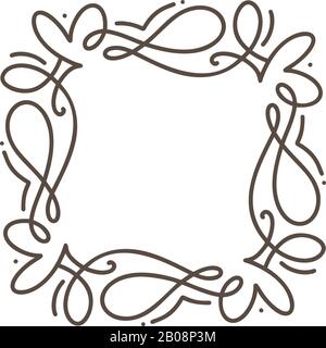 Fiorire immagine della cornice del vettore monolina. Calligraphy disegnato a mano stile ornamento vintage per logo, invito, matrimonio, regali, foto, monogramma Illustrazione Vettoriale