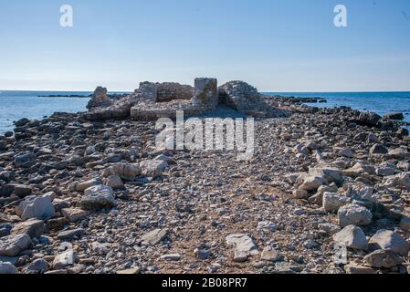 Sudjuradj è uno dei due principali insediamenti sull isola di Sipan (l'altro essendo Sipanska Luka (sulla costa nord-ovest). Foto Stock