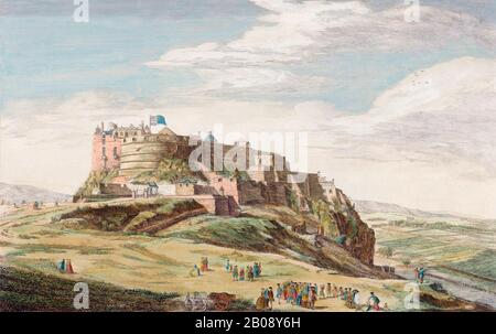 Vista a est della città di Edimburgo. Dopo un lavoro del 1753 di Paul Sandby. Colorazione successiva. Edimburgo, Scozia. Foto Stock