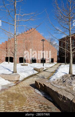 Salem Visitor Center di Salem, Massachusetts, durante i mesi invernali. Questa città costiera, conosciuta per questo 1692 Salem strega Trials. Foto Stock