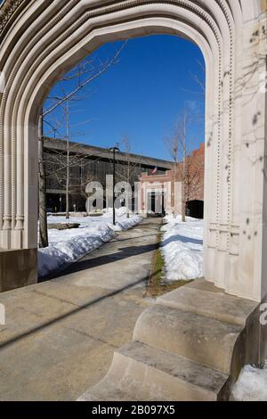 Salem Visitor Center di Salem, Massachusetts, durante i mesi invernali. Questa città costiera, conosciuta per questo 1692 Salem strega Trials. Foto Stock