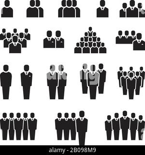 Team aziendale, sagome delle persone. Icone vettoriali dipendenti, gruppi o gruppi. Segnali del personale dei lavoratori di affari Illustrazione Vettoriale
