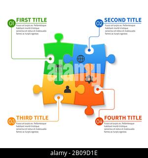 Puzzle puzzle pezzi vettore infografica concetto di business. Illustrazione del puzzle infografica aziendale Illustrazione Vettoriale