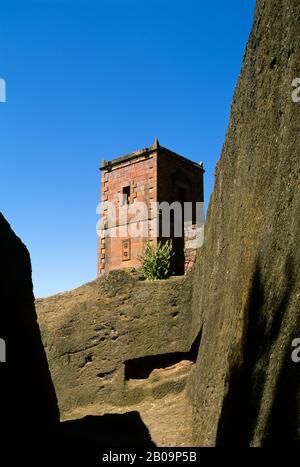 ETIOPIA, LALIBELA, PATRIMONIO MONDIALE DELL'UNESCO, CHIESA SCOLPITA NELLA ROCCIA Foto Stock