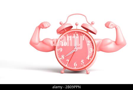 Sveglia con le mani atletiche. Figura 3D Foto Stock