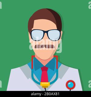 immagine vettoriale isolata avatar medico maschile Illustrazione Vettoriale