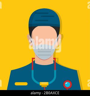 chirurgo maschio medico avatar isolato vettore illustrazione Illustrazione Vettoriale