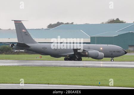 57-1461, un Boeing KC-135R Stratotanker gestito dalla United States Air Force, all'aeroporto internazionale Prestwick di Ayrshire Foto Stock