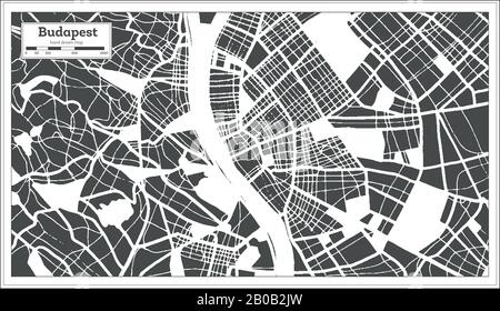 Budapest Hungary City Mappa In Stile Retro. Mappa Del Contorno. Illustrazione Vettoriale. Illustrazione Vettoriale