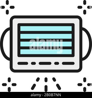 Icona della linea di colore piatta della maschera medica. Isolato su sfondo bianco Illustrazione Vettoriale