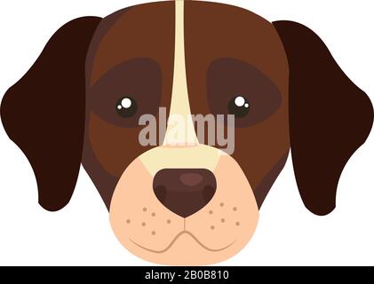 faccia del cane marrone con icona bianca isolata Illustrazione Vettoriale