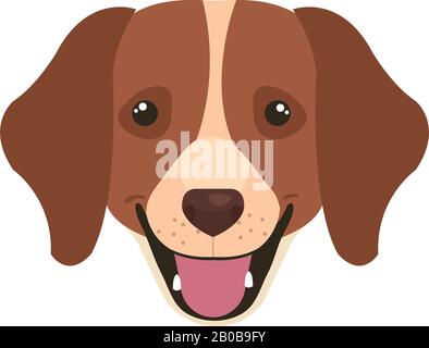 faccia del cane marrone con icona bianca isolata Illustrazione Vettoriale