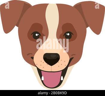 faccia del cane marrone con icona bianca isolata Illustrazione Vettoriale