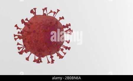 Rendering 3D di HIV contagioso rosso, Flur o Coronavirus isolato in 3d Foto Stock