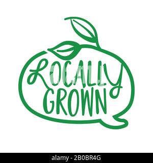 Locale cresciuto - supporto locale business, acquistare prodotti locali. Illustrazioni vettoriali piatte su sfondo bianco. Elemento per etichette, adesivi o icone, t-sh Illustrazione Vettoriale