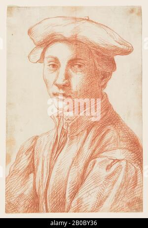 Andrea del Sarto, Ritratto di un giovane uomo, 1500-1530, gesso su carta, 6 3/16 in. X 9 7/16 in. 15,7 cm x 23,9 cm. Foto Stock