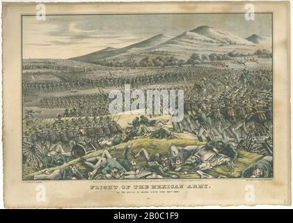 Artista sconosciuto, Parte di una collezione di stampe di guerra messicano-americana, volo dell'esercito messicano alla battaglia di Buena Vista 23 febbraio 1847 n°4, 1847, litografia a colori su carta, 10 1/8 in. X 14 1/8 in. (25,72 cm x 35,88 cm Foto Stock