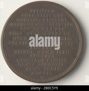 Ottone Hamerani, Angelo Maria Quirini Medal 1750, 1750, Bronzo, 1 7/8 In. (4,8 cm.) Foto Stock