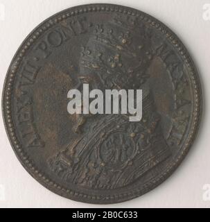 Gioacchino Francesco Travani, Alessandro VII, 1662, bronzo, 2 9/16 in. (6,5 cm.) Foto Stock