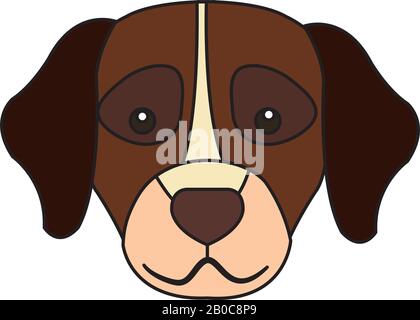 faccia del cane marrone con icona bianca isolata Illustrazione Vettoriale