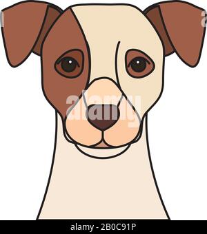 faccia di cane bianco con macchia marrone Illustrazione Vettoriale