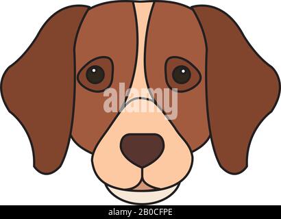 faccia del cane marrone con icona bianca isolata Illustrazione Vettoriale