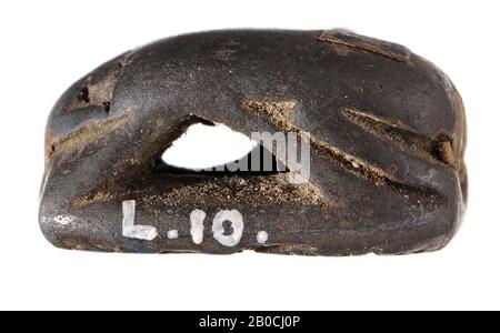 Scarabeo, acciuga, foca, scarabeo, pietra (nera), 1,8 cm, Egitto Foto Stock