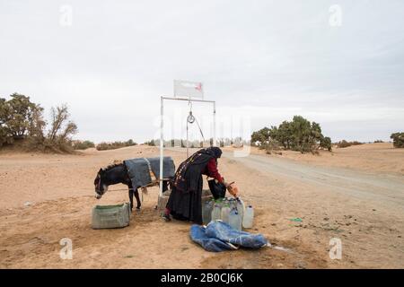 Marocco, Taouz, pozzo d'acqua Foto Stock