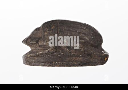 Scarabeo, piatto, foca, scarabeo, pietra (nera), doratura, 4 cm, Egitto Foto Stock
